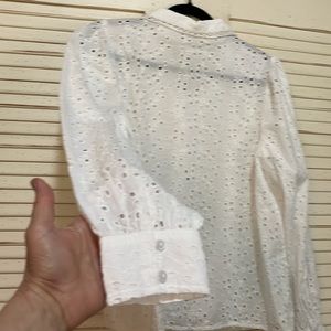 Jennifer & Grace eyelet xl white blouse